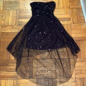 Strapless black maxi sparkly dress